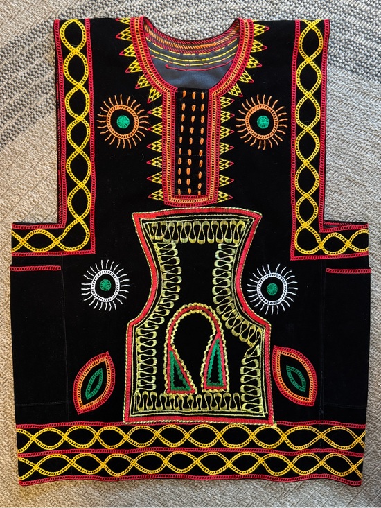 Vintage Other - Authentic Traditional Toghu Atoghu Cameroon Bamenda Vest Velvet Hand Embroidered